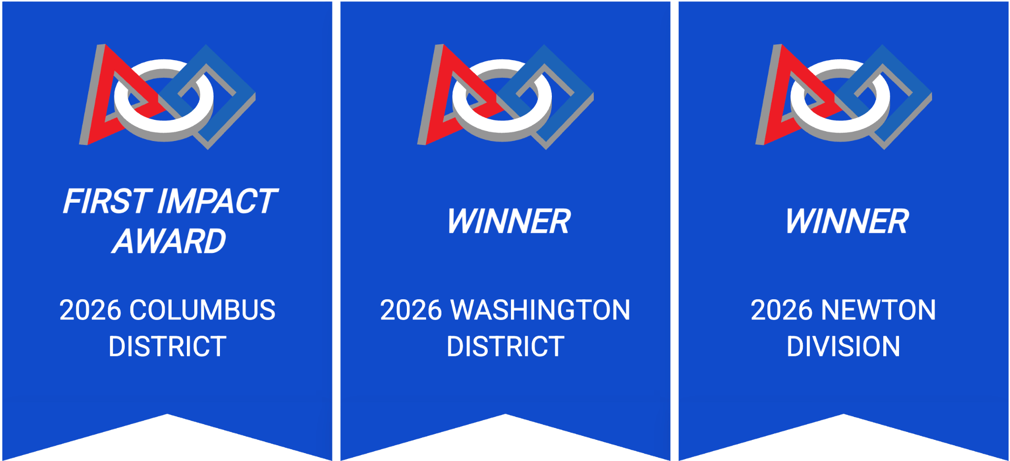 3 blue banners